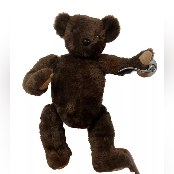 Vtg Holiday Teddy Bear Chocolate Brown Fully Jointed Posable 12”-22” Christmas - Picture 11 of 11